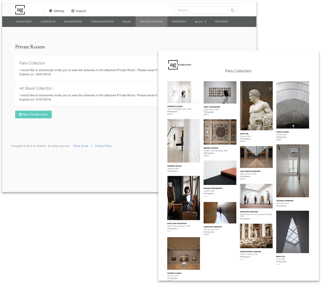 screenshot of Art Galleria